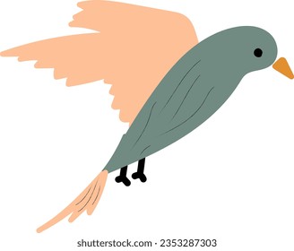 hand drawn vector element illustration childish cute little bird