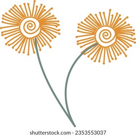 hand drawn vector element illustration childish botanical flower