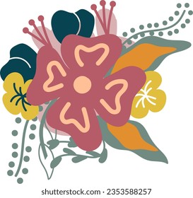 hand drawn vector element illustration childish BOTANICAL FLOWER