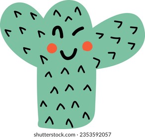 hand drawn vector element illustration CHILDISH CACTUS