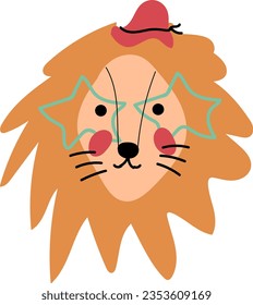 hand drawn vector element illustration childish cute lion