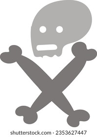 hand drawn vector element illustration childish cartoon skull