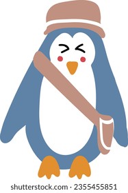hand drawn vector element illustration childish cute penguin