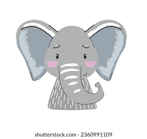 Hand drawn vector elephant portrait. Nursery art.