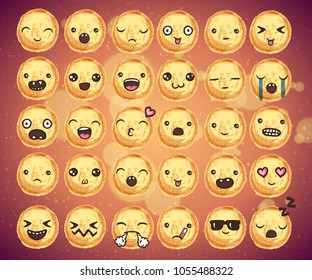 Hand drawn vector emoticons collection. Isolated emoticons on white background.