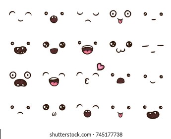 Hand drawn vector emoticons collection. Isolated emoticons on white background.