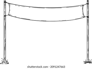 Hand drawn vector of empty race start line sign or circuit starting or finish line banner. Business or career concept.