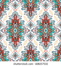 Hand drawn vector ethnic ornamental seamless pattern