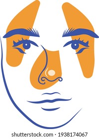 Hand drawn vector face. Abstract woman portrait.Woman face on white background.