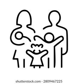 Hand drawn vector of family line silhouette
