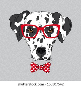 Hand Drawn Vector Fashion Portrait of Dalmatian