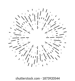 Hand drawn vector fireworks.  Vintage hipster banners, insignias, radial sunbusrt. 