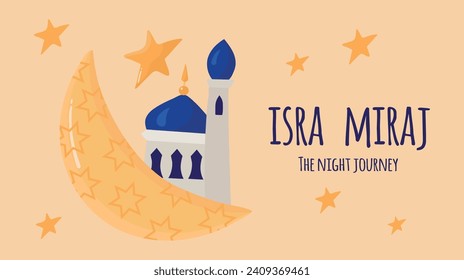 Hand drawn vector flat isra miraj illustration  background card poster