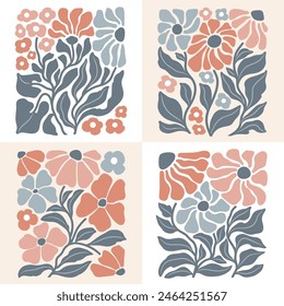 Arreglos florales de Vector dibujados a mano. Abstractas composición botánica. Perfecto para tarjetas de felicitación, impresión, póster o diseño de camiseta.