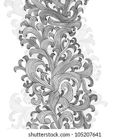 Hand drawn vector floral background, seamless pattern.