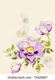 hand drawn vector floral background with peony