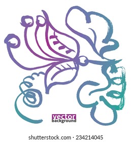Hand drawn vector floral element. Brush stroke.