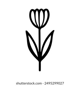 Hand drawn vector floral element clip art. Isolated on white background illustration with tulip for design, decoration, print.
