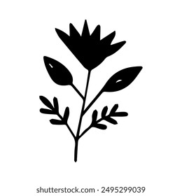 Hand drawn vector floral element clip art. Isolated on white background illustration for design, decoration, printing.