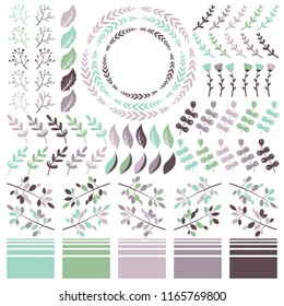 Hand drawn vector floral elements collection