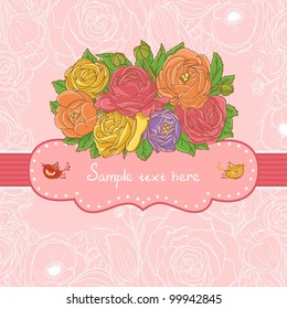 Hand drawn Vector floral frame