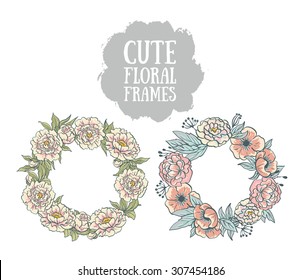 Hand drawn vector floral frames