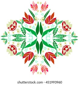 Hand drawn vector floral ornament. Tulips.