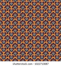 Hand drawn vector floral seamless pattern for surface design, wrapping paper, fabric, background. Sketch style black, brown and orange color flowers repeatable motif.