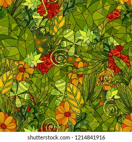 hand drawn vector floral seamless pattern