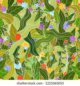 hand drawn vector floral seamless pattern