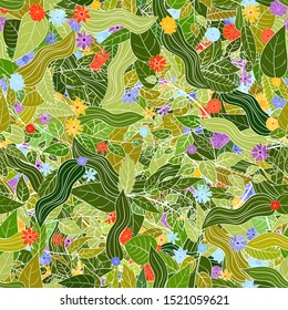 hand drawn vector floral seamless pattern