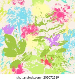 Hand Drawn Vector Floral Seamless Pattern