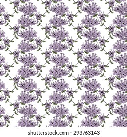 Hand drawn vector floral seamless pattern purple color on white background
