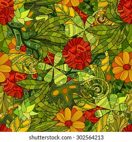 hand drawn vector floral seamless pattern