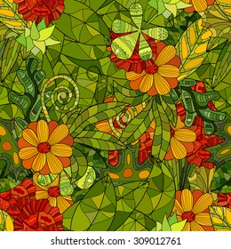 hand drawn vector floral seamless pattern