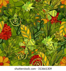 hand drawn vector floral seamless pattern