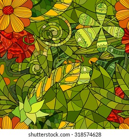 hand drawn vector floral seamless pattern