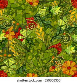 hand drawn vector floral seamless pattern