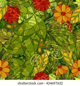 hand drawn vector floral seamless pattern