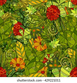 hand drawn vector floral seamless pattern