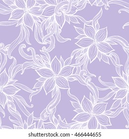 Hand drawn vector floral seamless background. Textile, wrapping, wallpaper design template. Creative hand drawn flowers with spring and summer background, Boho style seamless template.