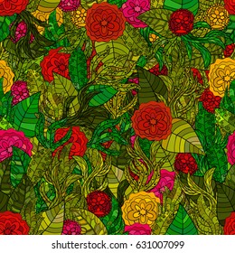 hand drawn vector floral seamless pattern