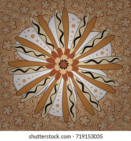 Hand drawn vector floral seamless pattern for surface design, wrapping paper, fabric, background. Sketch style beige, orange and neutral color flowers repeatable motif.