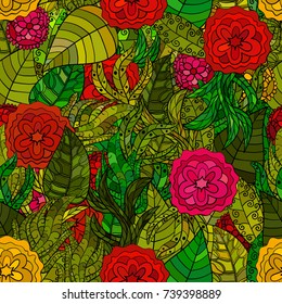 hand drawn vector floral seamless pattern
