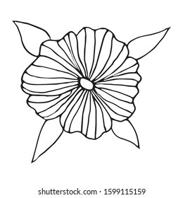 Hand drawn vector floral single element. Black outlines isolated on white background. Doodle style illustration. Vintage decoration for greeting cards, gifts, wrapping paper etc.