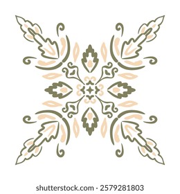 Hand drawn vector floral symmetrical design pattern tile vector illustration