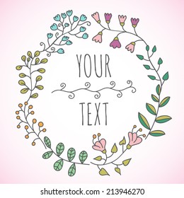 Hand drawn vector floral wreath
