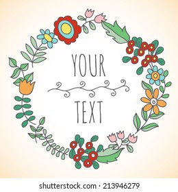 Hand drawn vector floral wreath