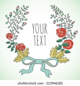 Hand drawn vector floral wreath