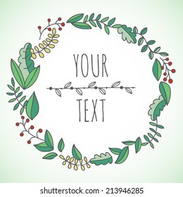Hand drawn vector floral wreath